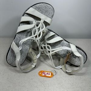 Jambu JBU Gigi Sandal Womans 8M White Wedge Slingback Strappy Memory Foam